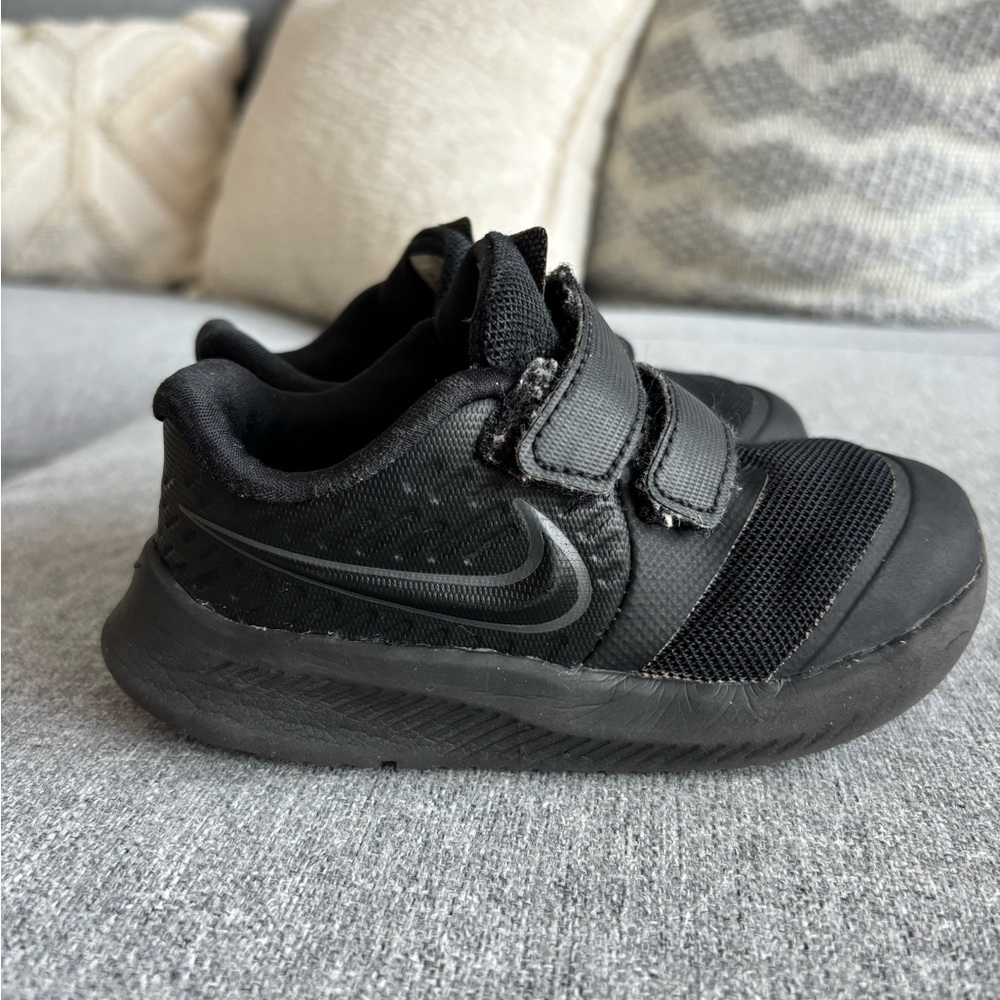 Nike Kids All-Black Velcro Athletic Sneakers